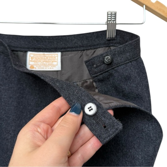 Vintage Pendleton Wool A-Line Midi Skirt Size 12 Large Grey Classic 70s 80s - Picture 7 of 10